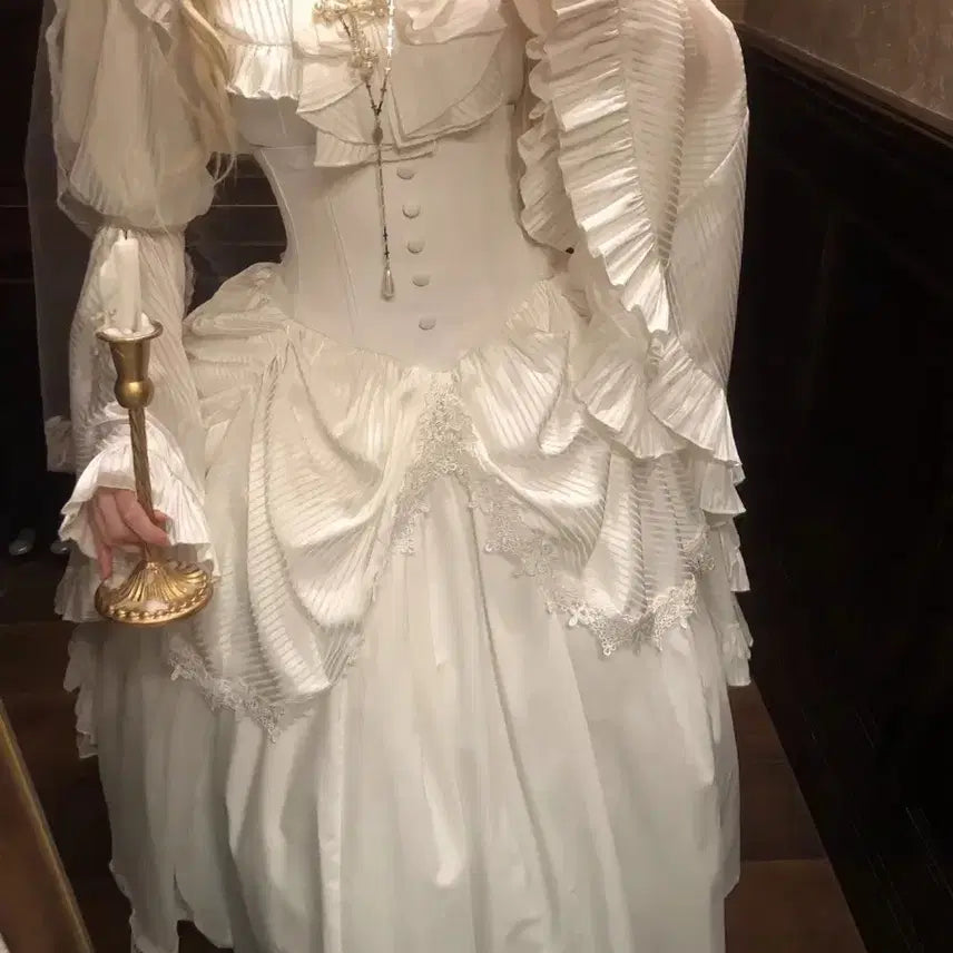 [BUNJANG] Gothic Lolita Collar Shirt and Skirt Set / 고딕 로리타 칼라장식+셔츠+스커트 세트(2컬러)