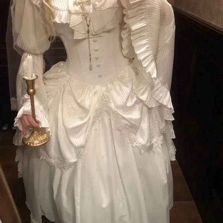 [BUNJANG] Gothic Lolita Collar Shirt and Skirt Set / 고딕 로리타 칼라장식+셔츠+스커트 세트(2컬러)