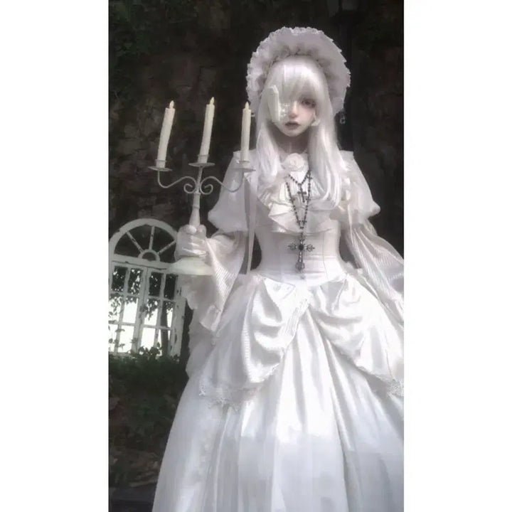[BUNJANG] Gothic Lolita Collar Shirt and Skirt Set / 고딕 로리타 칼라장식+셔츠+스커트 세트(2컬러)