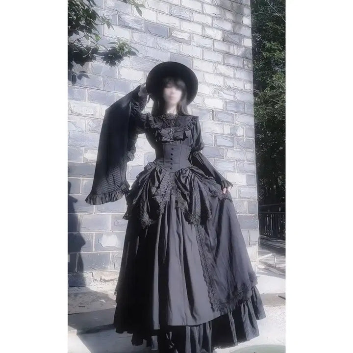 [BUNJANG] Gothic Lolita Collar Shirt and Skirt Set / 고딕 로리타 칼라장식+셔츠+스커트 세트(2컬러)