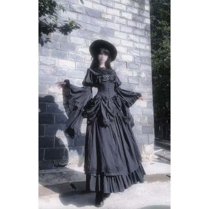[BUNJANG] Gothic Lolita Collar Shirt and Skirt Set / 고딕 로리타 칼라장식+셔츠+스커트 세트(2컬러)