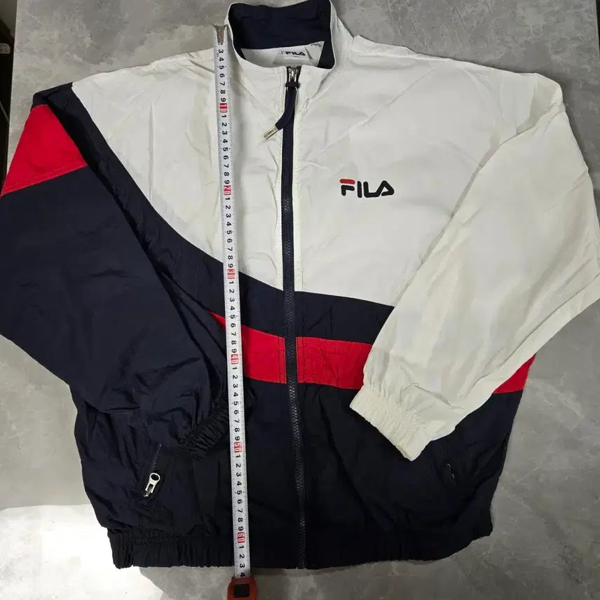 [BUNJANG] Fila Color Block Windbreaker Jacket / 휠라 FILA 바람막이 자켓 화이트/네이비/레드