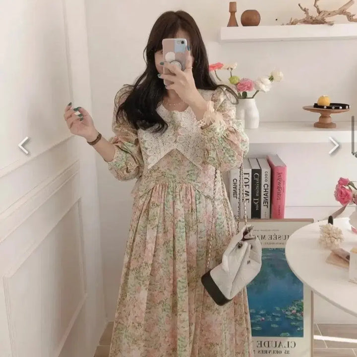 [BUNJANG] Buyflow by Sini Flower Long One-piece Dress / 바이플로우 바이씨니 플라워 롱원핏