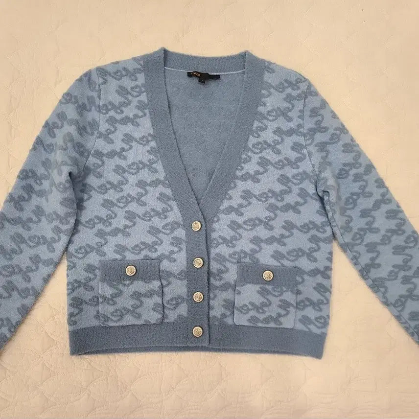 [BUNJANG] Maje Pattern Knit Cardigan / 마쥬 패턴 니트 가디건 블루