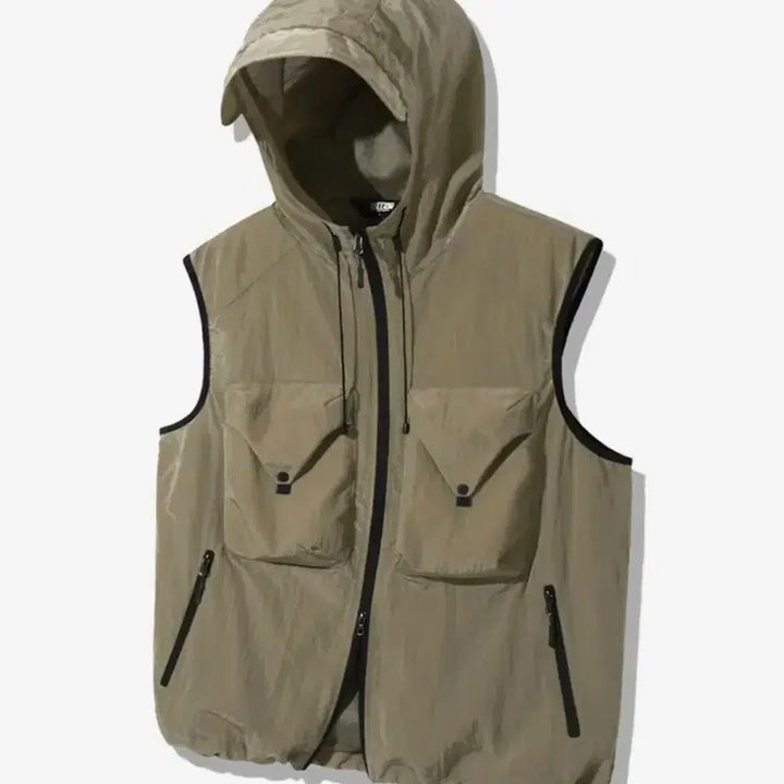 [BUNJANG] Trillion Big Pocket Nylon Hooded Zip-Up Vest (M) / M ) 새상품 트릴리온 빅포켓 나일론 후드집업 베스트