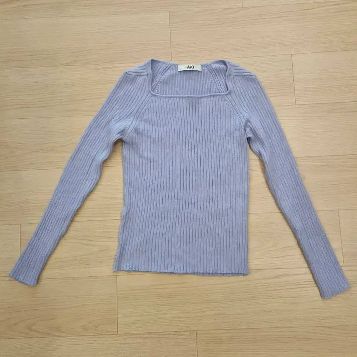 [BUNJANG] The Edge Ribbed Knit Square Neck T-Shirt Size 55 / 더엣지 스퀘어넥 골지 니트티 55