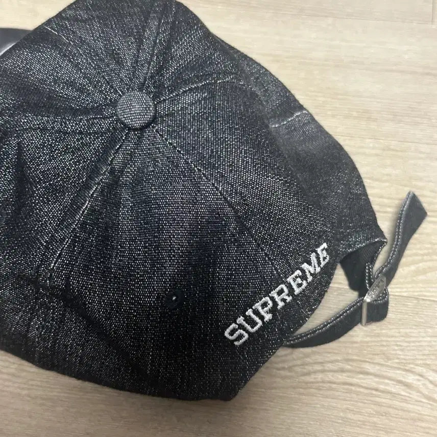 [BUNJANG] Supreme Cordura Denim S Logo 6-Panel Black Cap / 슈프림 코듀라 데님 S 로고 6-패널 블랙