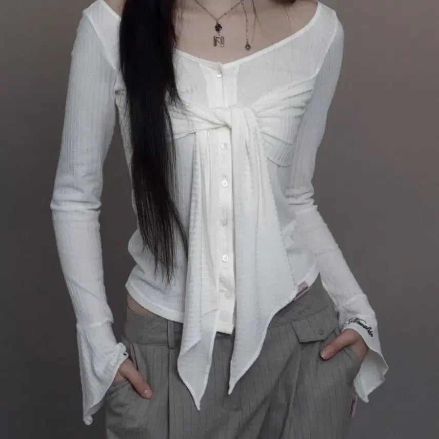 [BUNJANG] New Line Darling Button Blouse Cream Ivory / 뉴얼린 달링 버튼 블라우스