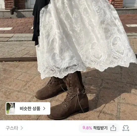 [BUNJANG] Gusta Flower Lace Maxi Long Skirt White Ivory / 구스타 플라워 레이스 맥시 롱 스커트 화이트 아이보리 흰색 치마