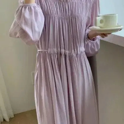 [BUNJANG] Purple Shirring Long Dress / 퍼플 셔링 롱 원피스