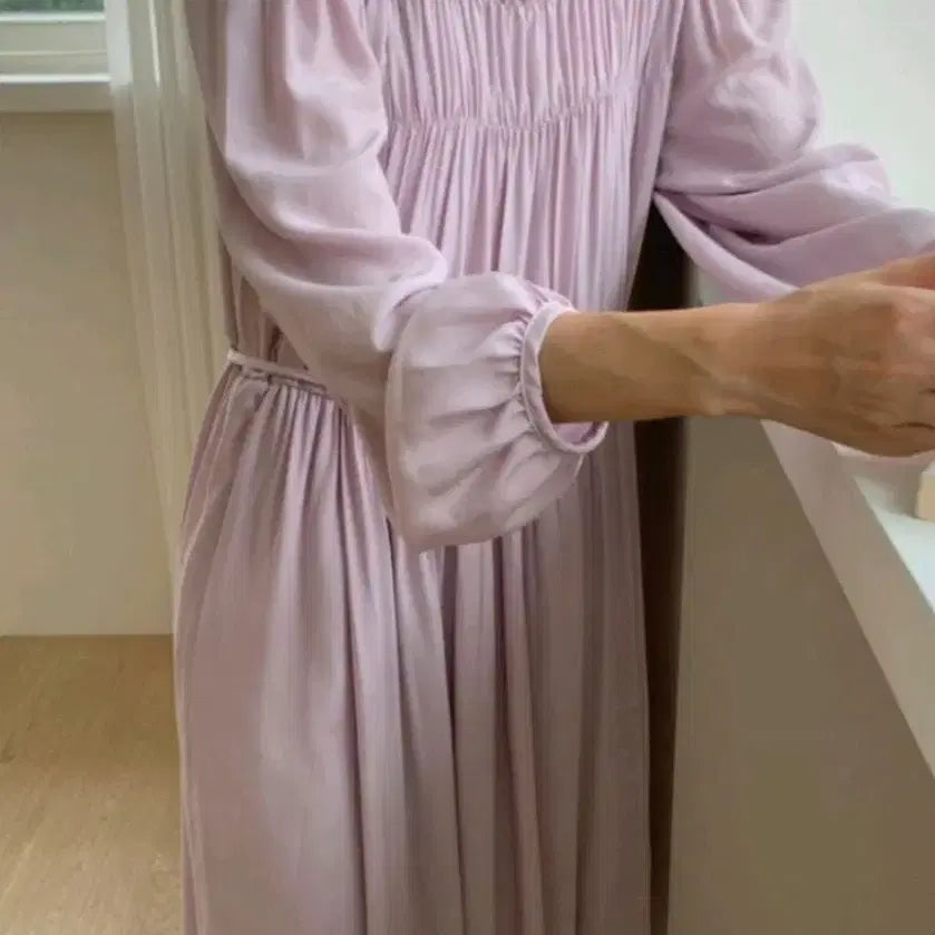 [BUNJANG] Purple Shirring Long Dress / 퍼플 셔링 롱 원피스