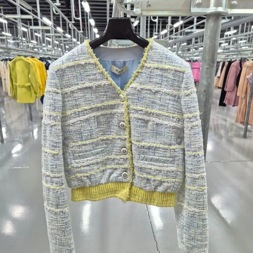 [BUNJANG] MINE Tweed Jacket (Yellow Accent) - Size 66 / MINE 마인 트위드 자켓 66