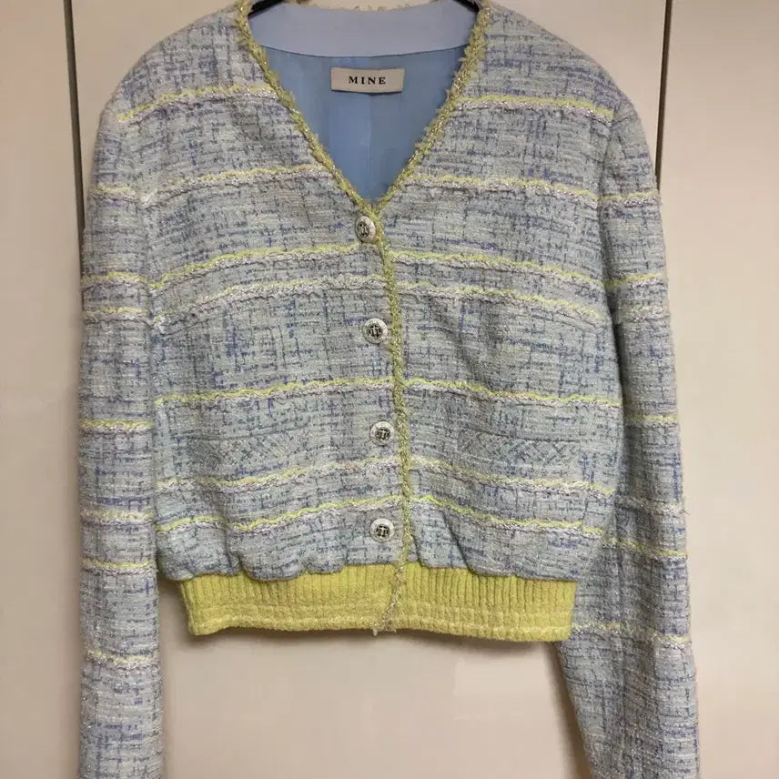 [BUNJANG] MINE Tweed Jacket (Yellow Accent) - Size 66 / MINE 마인 트위드 자켓 66