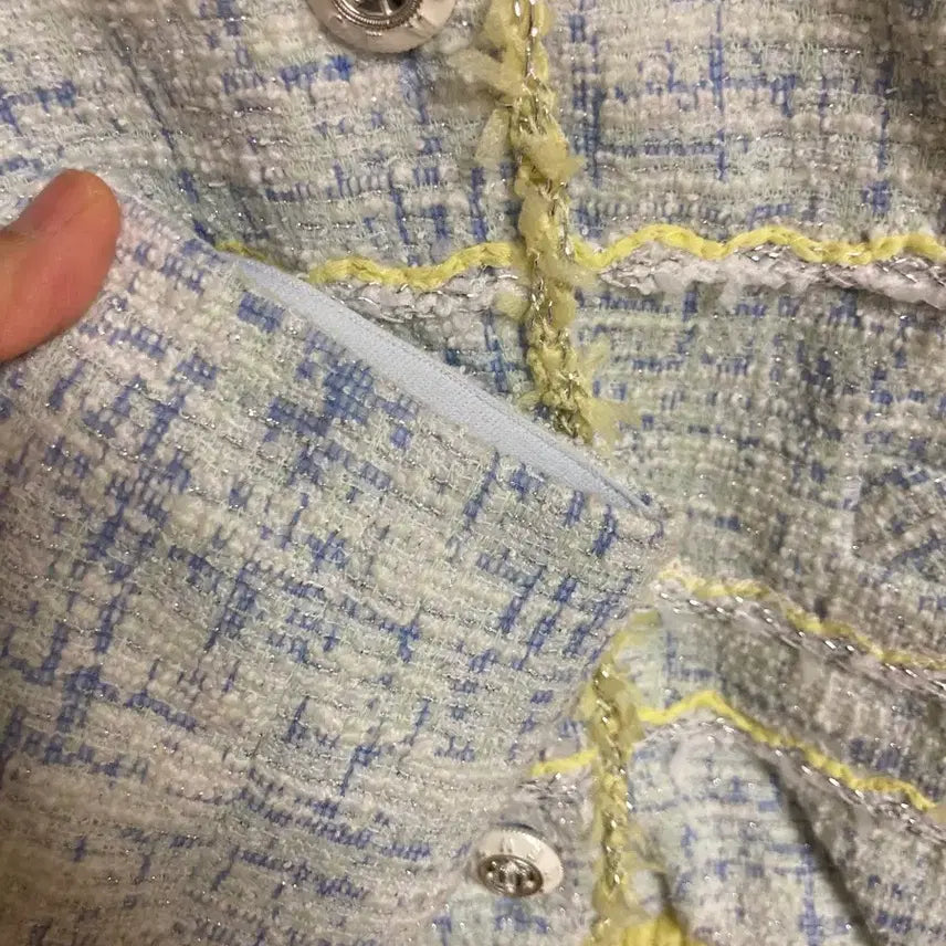 [BUNJANG] MINE Tweed Jacket (Yellow Accent) - Size 66 / MINE 마인 트위드 자켓 66
