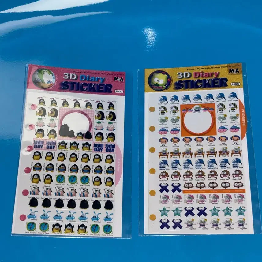 [BUNJANG] 3D Square Epoxi Sticker Set (Pink/Yellow) / 고전문구 3D 6공 다이어리 사각 에폭 스티커 (핑크/노랑)