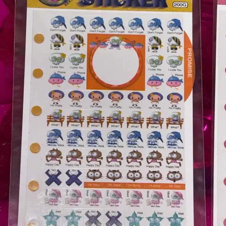 [BUNJANG] 3D Square Epoxi Sticker Set (Pink/Yellow) / 고전문구 3D 6공 다이어리 사각 에폭 스티커 (핑크/노랑)