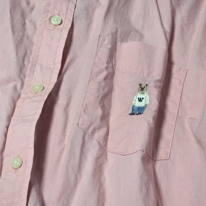 [BUNJANG] Who.A.U Pink Bear Embroidered Shirt / 후아유 셔츠