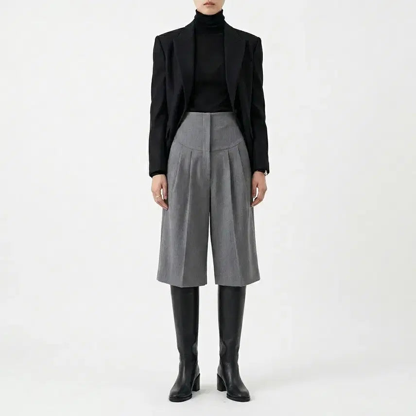 [BUNJANG] YCH High Waist Wool Bermuda Pants Gray M / YCH 와이씨에이치 하이웨스트 울 버뮤다 팬츠 그레이 M