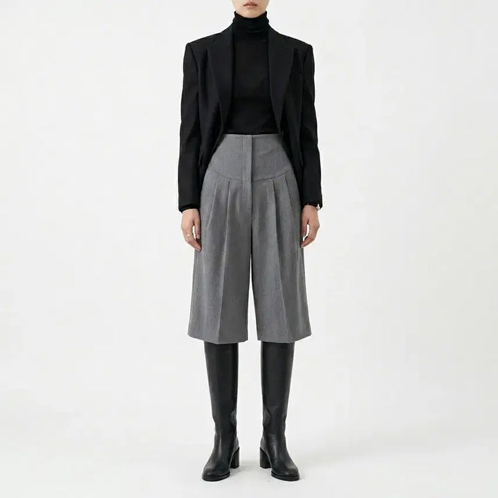 [BUNJANG] YCH High Waist Wool Bermuda Pants Gray M / YCH 와이씨에이치 하이웨스트 울 버뮤다 팬츠 그레이 M