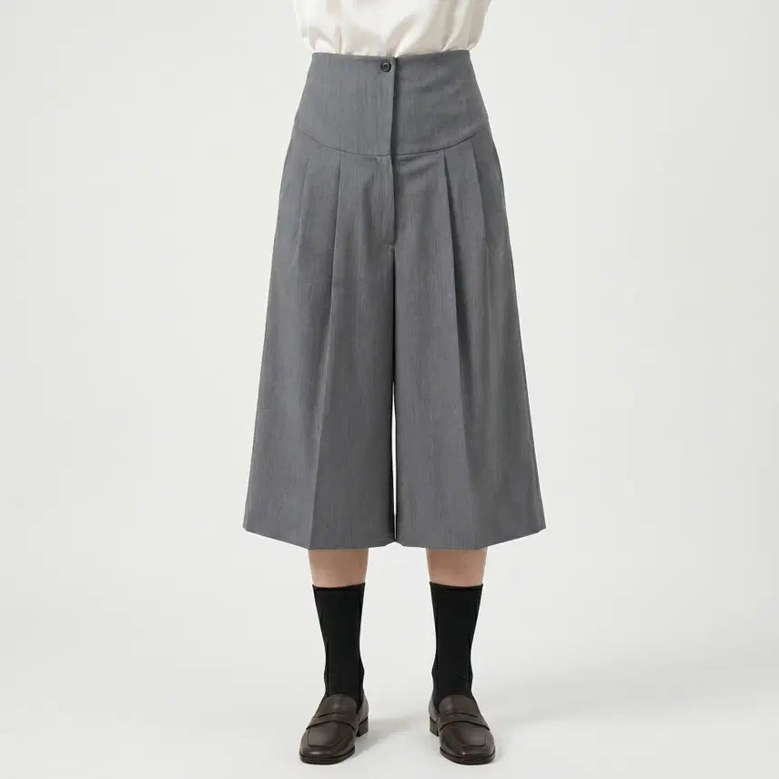 [BUNJANG] YCH High Waist Wool Bermuda Pants Gray M / YCH 와이씨에이치 하이웨스트 울 버뮤다 팬츠 그레이 M