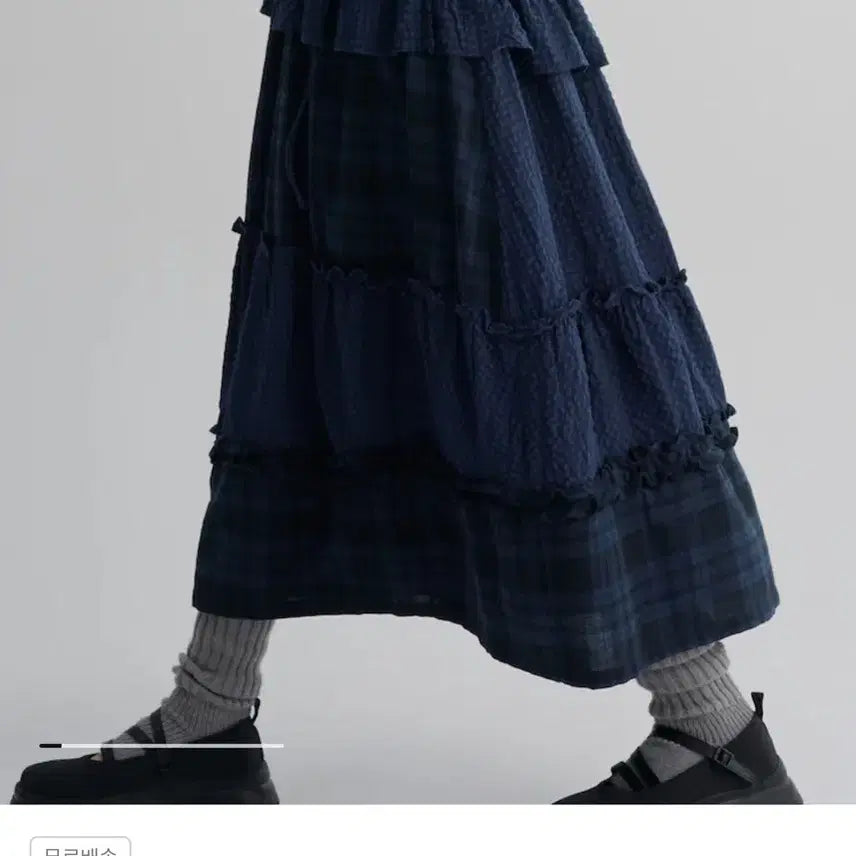 [BUNJANG] 8seconds Check Mix Skirt Navy / 8 seconds 체크 믹스 스커트 네이비