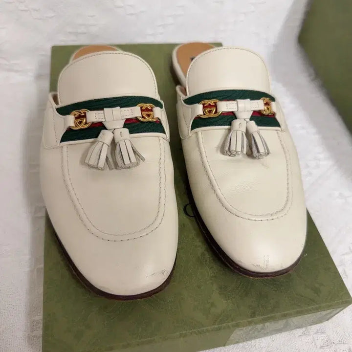 [BUNJANG] Gucci Princetown Tassel Mules Ivory Loafers / 구찌 프린스타운 태슬 뮬 아이보리 블로퍼
