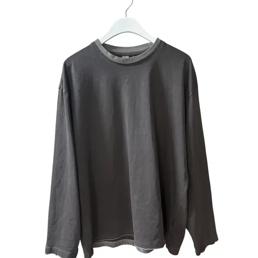 [BUNJANG] Polytelu Layered Long Sleeve Charcoal Gray Top / (3) 폴리테루 레이어드 롱슬리브 차콜 그레이