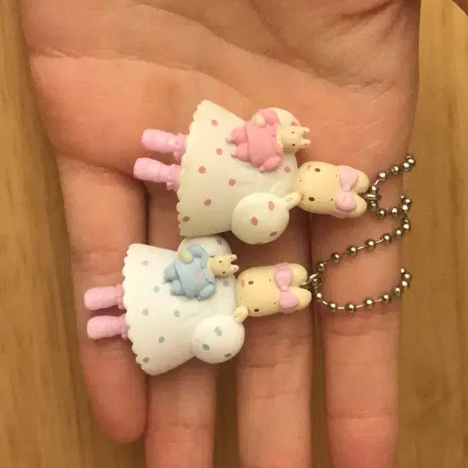 [BUNJANG] Hello Kitty Marron Cream Classic Japanese Style Keychain Strap Figure Set / (세트)일본고전풍 키티 친구 마론크림 키링 스트랩 피규어 똥사이즈
