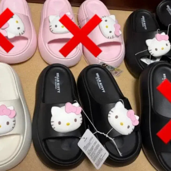 [BUNJANG] Sanrio Hello Kitty Slippers / 키티 슬리퍼 블랙/아이보리/핑크
