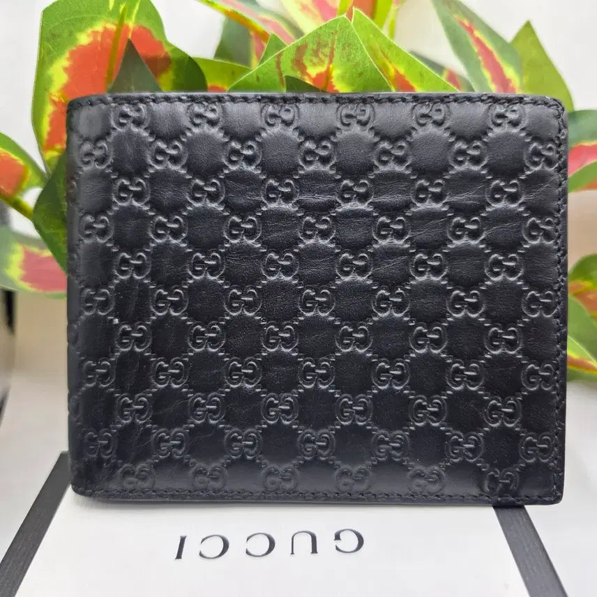 [BUNJANG] Gucci Micro GG Shima Leather Bifold Wallet / [새상품급/블랙]구찌 마이크로 GG 시마 가죽 반지갑 블랙