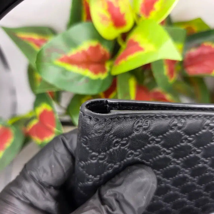 [BUNJANG] Gucci Micro GG Shima Leather Bifold Wallet / [새상품급/블랙]구찌 마이크로 GG 시마 가죽 반지갑 블랙