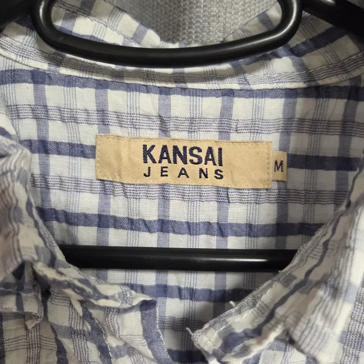[BUNJANG] Kansai Jeans 린넨 반팔 체크 셔츠 L(100) / Kansai Jeans 린넨 반팔 체크 셔츠 L(100)