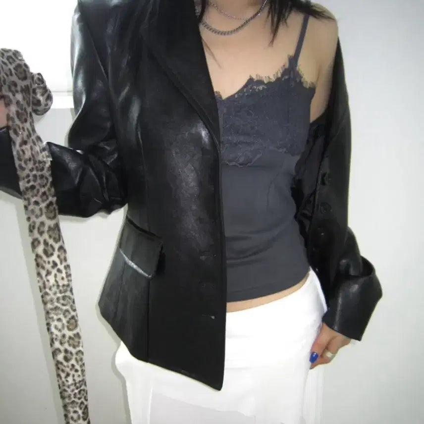 [BUNJANG] Slim Leather Jacket / 슬림 레더 JK