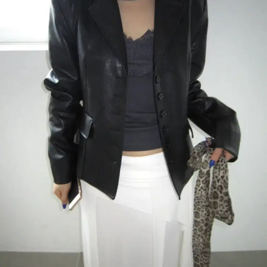 [BUNJANG] Slim Leather Jacket / 슬림 레더 JK