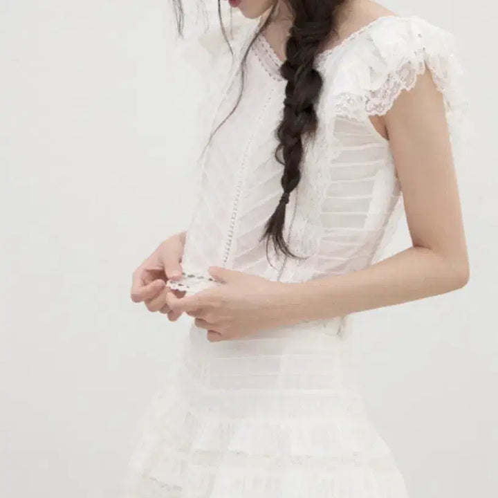 [BUNJANG] Labelle Blanc Lulu Lace Skirt White S Short / 라벨르블랑 루루레이스 스커트 화이트 S숏