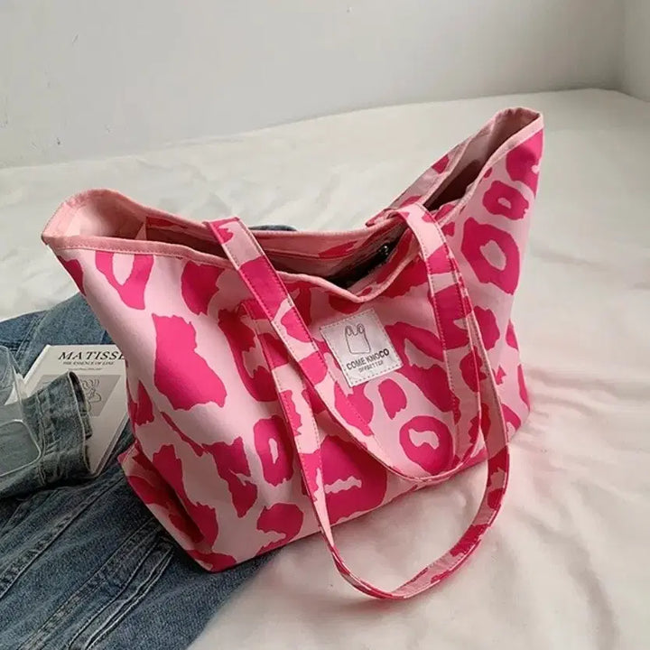 [SOLD OUT] 핑크 레오파드 캔버스 토트백(새상품)