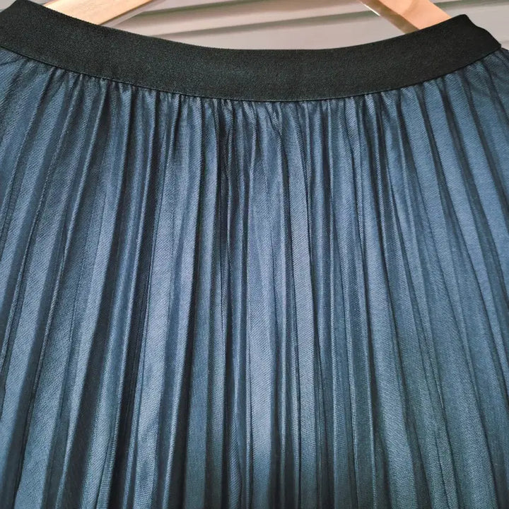 [BUNJANG] Romantic Lace Tulle Pleated Long Skirt / 로맨틱 레이스 튈 플리츠 롱스커트 (네이비/밴딩/총장 82)