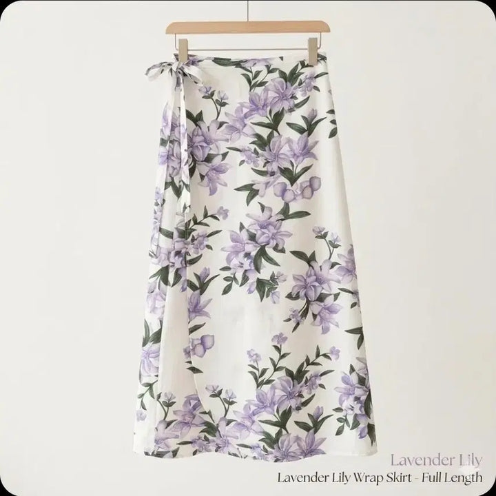 [BUNJANG] Lavender Floral Linen Wrap Long Skirt / [청순보스]라벤더 플라워 린넨 랩 롱스커트 (새상품급)