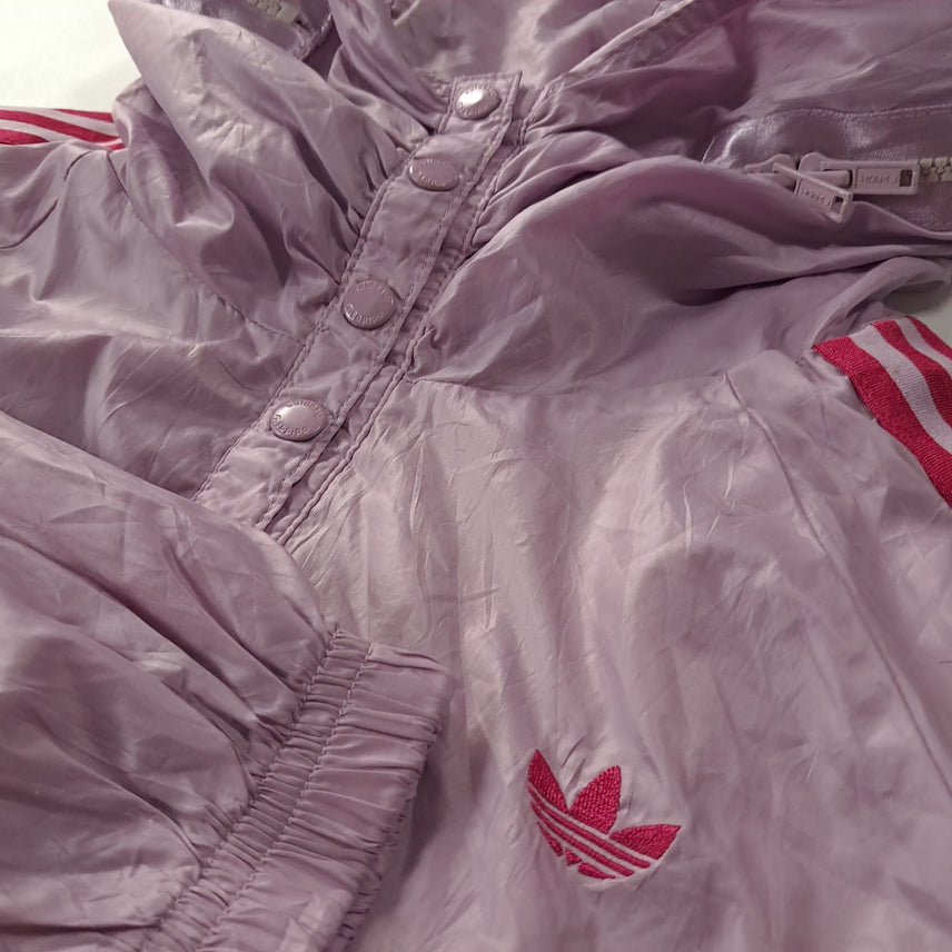 [BUNJANG] Adidas Y2K Lavender Purple Crop Windbreaker Jacket / CK352 FREE 아디다스 00s 라벤더퍼플 후디 크롭 바람막이 자켓