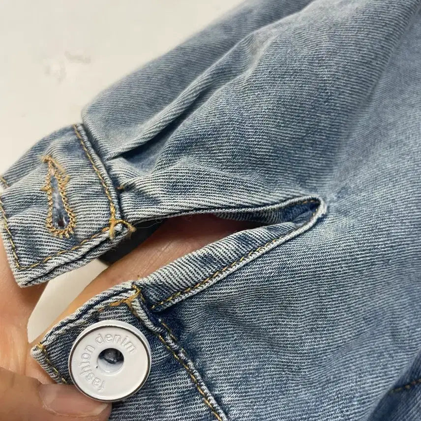 [BUNJANG] N6220 Ribbon Denim Jacket / 초특가)N6220 리본 청 자켓.데님.퍼프.세미크롭