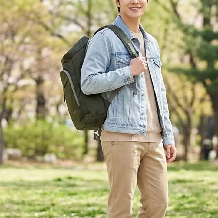 [BUNJANG] LeCAF Dark Green Backpack / (무배)르까프 다크그린 학생 직장인 대형백팩