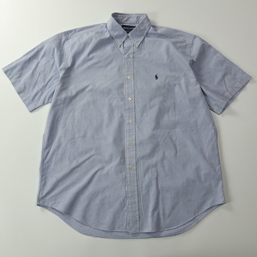 [SOLD OUT] CK354 L 폴로 90s 블루 윈도우페인 반팔 셔츠 남방