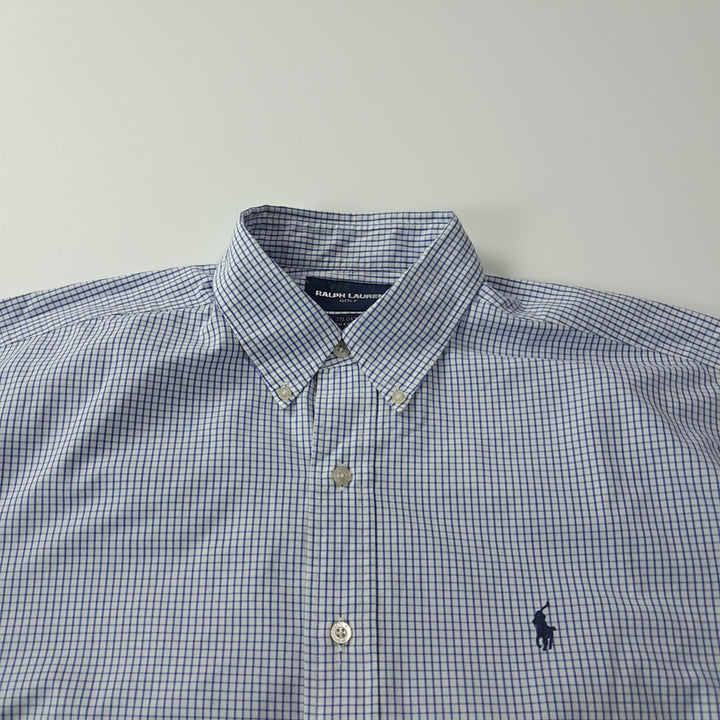 [SOLD OUT] CK354 L 폴로 90s 블루 윈도우페인 반팔 셔츠 남방