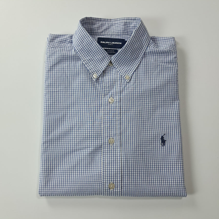 [SOLD OUT] CK354 L 폴로 90s 블루 윈도우페인 반팔 셔츠 남방