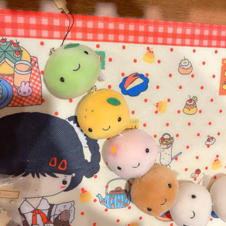 [BUNJANG] Vintage Oncheon Manju Dumpling Doll Keychain Set / 고전 온천 만쥬 만두 인형 줄줄이 키링 세트