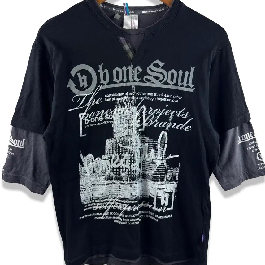 [BUNJANG] Lettering Punk Layered Sleeve Top / JPN 레터링 펑크 레이어드 슬리브3079