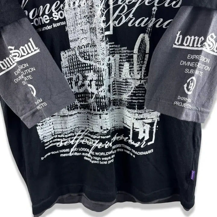[BUNJANG] Lettering Punk Layered Sleeve Top / JPN 레터링 펑크 레이어드 슬리브3079