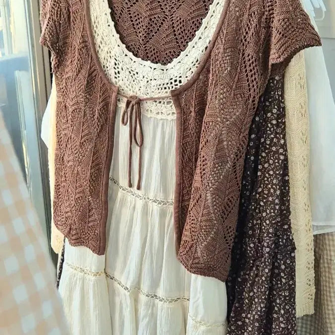 [BUNJANG] Vintage Crochet Mini Dress / 빈티지 모리걸 크로셰 끈나시 끈원피스 미니원피스 슬리브리스