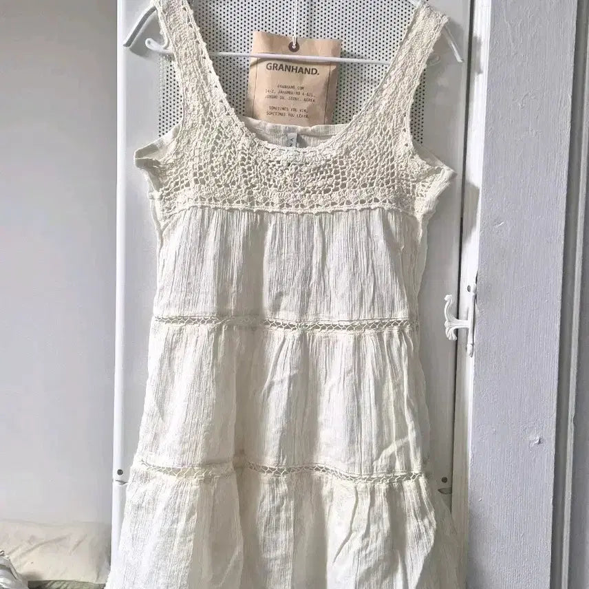 [BUNJANG] Vintage Crochet Mini Dress / 빈티지 모리걸 크로셰 끈나시 끈원피스 미니원피스 슬리브리스