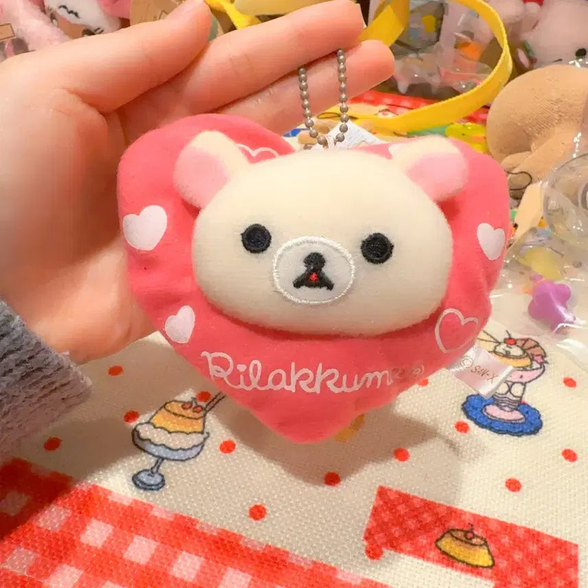 [BUNJANG] San-X Korilakkuma Heart Doll Pouch Keyring / 고전 산엑스 코리락쿠마 하트 인형 파우치 키링